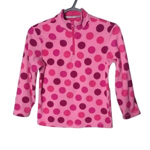 Hanna Andersson Pink Polka Dot Fleece 1/4 Zip Pullover Size 8 (130 cm)